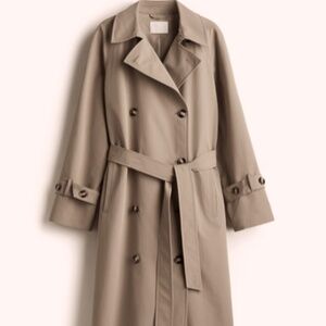 H&M Beige Women's Trench Coat Double Breasted New Tags Unattached Small.